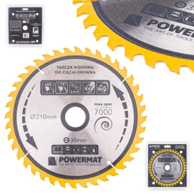   Keményfémlapkás körfűrészlap fához 210 × 30 mm, 40 fog, TDD-210x30x40Z – Powermat (PM0889)