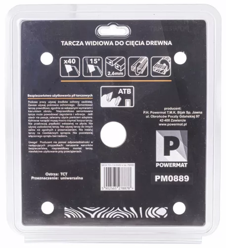Keményfémlapkás körfűrészlap fához 210 × 30 mm, 40 fog, TDD-210x30x40Z – Powermat (PM0889)