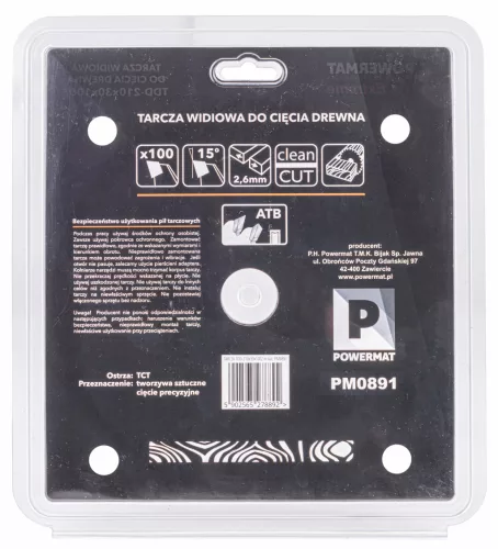 Keményfémlapkás körfűrészlap finomvágáshoz 210 × 30 mm, 100 fog, TDD-210x30x100Z – Powermat (PM0891)