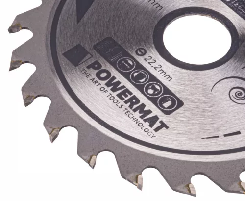 Keményfémlapkás körfűrészlap fához 125 × 22,2 mm, 24 fog, TDD-125x22.2x24Z – Powermat (PM0894)
