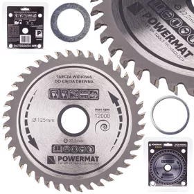   Keményfémlapkás körfűrészlap fához 125 × 22,2 mm, 40 fog, TDD-125x22.2x40Z – Powermat (PM0895)