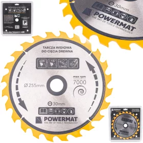   Keményfémlapkás körfűrészlap fához 255 × 30 mm, 24 fog, TDD-255x30x24Z – Powermat (PM0897)