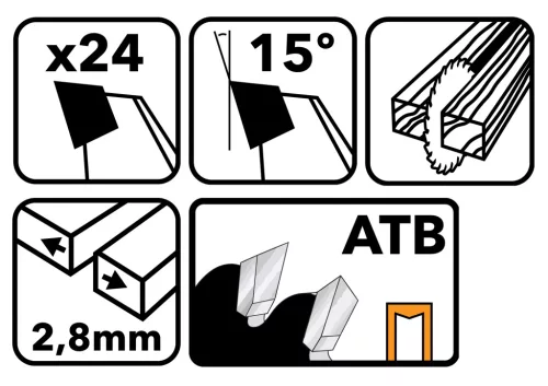 Keményfémlapkás körfűrészlap fához 255 × 30 mm, 24 fog, TDD-255x30x24Z – Powermat (PM0897)