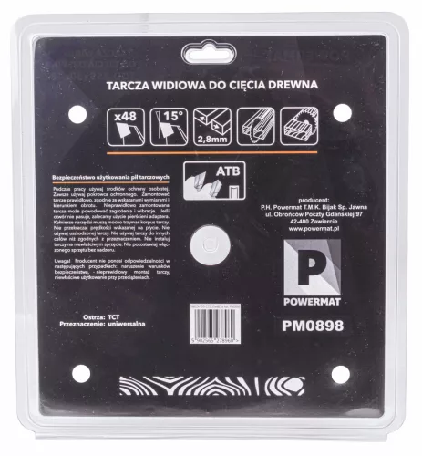 Keményfémlapkás körfűrészlap fához 255 × 30 mm, 48 fog, TDD-255x30x48Z – Powermat (PM0898)