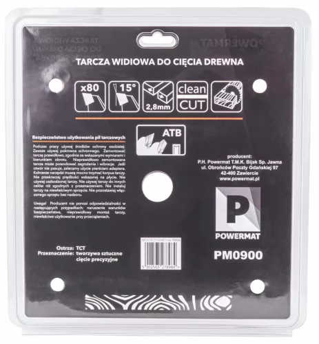 Keményfémlapkás körfűrészlap finomvágáshoz 255 × 30 mm, 80 fog, TDD-255x30x80Z – Powermat (PM0900)