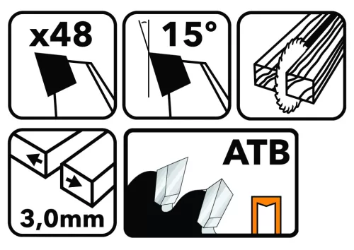 Keményfémlapkás körfűrészlap fához 305 × 30 mm, 48 fog, TDD-305x30x48Z – Powermat (PM0901)