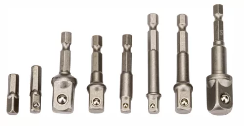 HEX dugókulcs-adapter készlet, 8 db, 1/4" – 3/8" – 1/2", mágneses, PM-ZAH-8T – Powermat (PM0928)