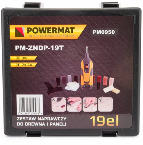 Fafelület-javító készlet 11 színű viasszal, elemes melegítőtollal, PM-ZNDP-19T – Powermat (PM0950)