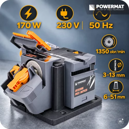 Multifunkciós élező 3 az 1-ben, 170 W, gyémántkoronggal, fúróhoz, késhez, vésőhöz, PM-OWF-170M – Powermat (PM0968)