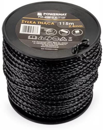 Fűkaszadamil 2,4 mm × 115 m, csavart négyszögletű profil, PM-ZTN-2.4-115T – Powermat (PM0980)