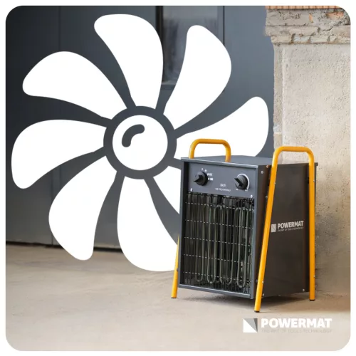 Elektromos hőlégfúvó 9 kW, 400 V, 1200 m³/h, termosztáttal, PM-NAG-9EDN – Powermat (PM1020)