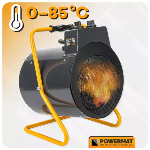 Elektromos hőlégfúvó 9 kW, 400 V, 620 m³/h, kerámia fűtőelemmel, termosztáttal, PM-NAG-9EN – Powermat (PM1021)