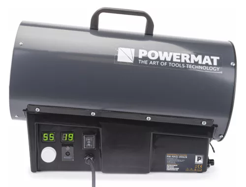 Gázüzemű hőlégfúvó 25 kW, termosztáttal, LCD kijelzővel, 520 m³/h, PM-NAG-25GLN – Powermat (PM1026)