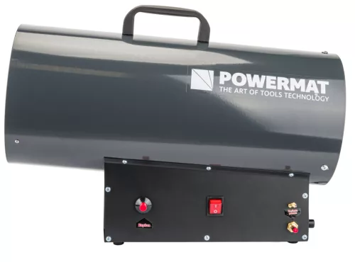 Gázüzemű hőlégfúvó 45 kW, propán-bután, 850 m³/h, tömlővel és nyomáscsökkentővel, PM-NAG-45GN – Powermat (PM1031)