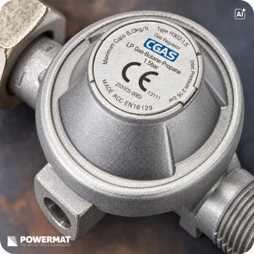 Gázüzemű hőlégfúvó 65 kW, propán-bután, 1520 m³/h, tömlővel és nyomáscsökkentővel, PM-NAG-65GN – Powermat (PM1032)