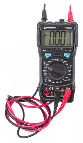 Digitális multiméter LCD, 600 V AC/DC, 10 A DC, érintésmentes feszültségkeresővel, PM-MMT-60 – Powermat (PM1044)