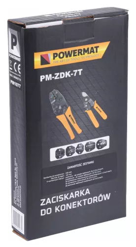 Krimpelő fogó készlet 7 az 1-ben, 5 cserélhető betéttel és kábelvágóval, PM-ZDK-7T – Powermat (PM1077)