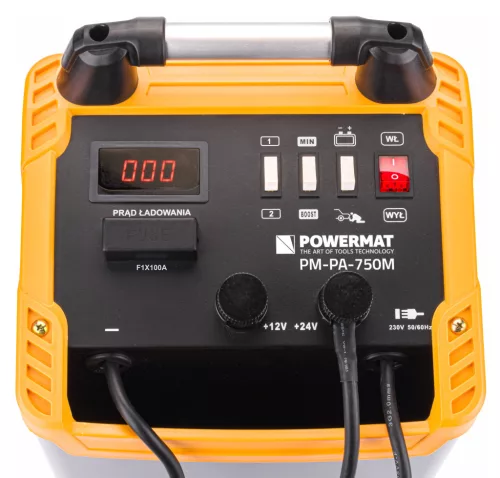 Akkumulátortöltő indító funkcióval 12/24 V, 700 A indítóáram, 50–900 Ah, PM-PA-750M – Powermat (PM1098)