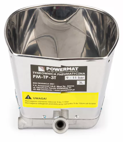 Pneumatikus vakolószóró (vakológép kompresszorhoz) 3 l tartállyal, 9–11 bar, PM-TP-3T – Powermat (PM1104)