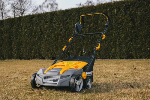 Elektromos gyepszellőztető és gyeplazító 3 az 1-ben, 2550 W, 38 cm, 45 l kosár, PM-AEW-2550M – Powermat (PM1117)