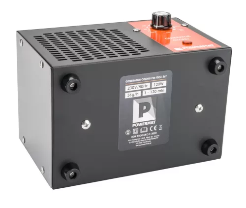 Ózongenerátor 36 g/óra, 120 W, időzítővel 120 percig, PM-GOZ-36T – Powermat (PM1172)