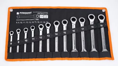 Racsnis csillag-villáskulcs készlet 8–19 mm, 12 db, CrV, PM-KPLO-12T – Powermat (PM1175)