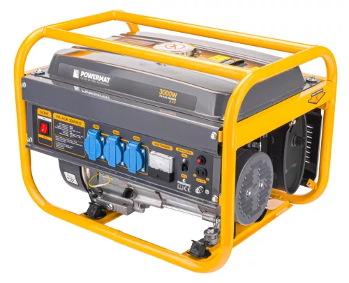 Áramfejlesztő 3 kW, AVR feszültségszabályzóval, 3 × 230 V + 12 V, PM-AGR-3000M2S – Powermat (PM1197)