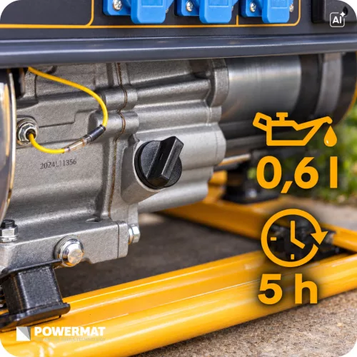 Áramfejlesztő 3 kW, AVR feszültségszabályzóval, 3 × 230 V + 12 V, PM-AGR-3000M2S – Powermat (PM1197)