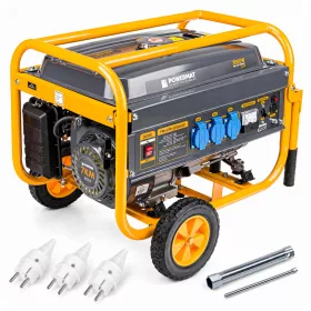   Áramfejlesztő 3 kW, kerekekkel, AVR feszültségszabályzóval, 3 × 230 V, PM-AGR-3000M2K – Powermat (PM1198)