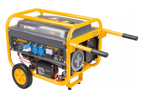 Áramfejlesztő 3 kW, önindítós, akkumulátorral, kerekekkel, AVR, PM-AGR-3000M2KE – Powermat (PM1199)