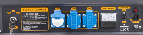 Áramfejlesztő 3 kW, önindítós, akkumulátorral, kerekekkel, AVR, PM-AGR-3000M2KE – Powermat (PM1199)