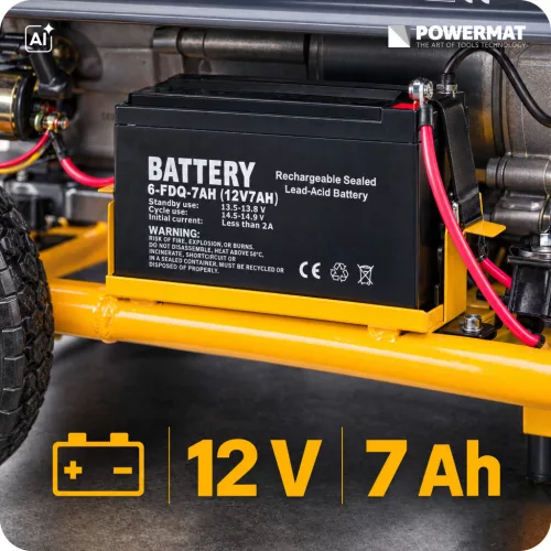 Áramfejlesztő 3 kW, önindítós, akkumulátorral, kerekekkel, AVR, PM-AGR-3000M2KE – Powermat (PM1199)