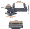 Forgatható lakatos satu 125 mm, üllővel, 360°, öntöttvas, PM-IS-125T – Powermat (PM1236)