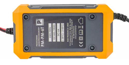 Mikroprocesszoros akkumulátortöltő 12 V, 6 A, 4–100 Ah, AGM / GEL / LFP, IP65, PM-PM-6T – Powermat (PM1242)