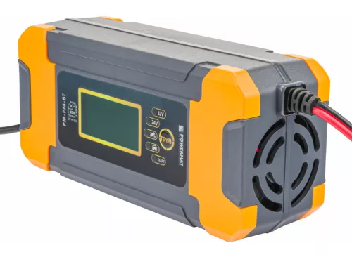 Mikroprocesszoros akkumulátortöltő 12 V / 24 V, 8 A, 4–120 Ah, AGM / GEL / LFP, IP65, PM-PM-8T – Powermat (PM1243)