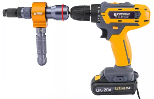 Szegecsanya- és popszegecshúzó adapter fúrócsavarozóhoz, 3 az 1-ben, M3–M12, PM-NIA-13T – Powermat (PM1263)