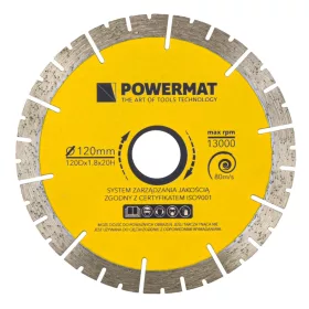   Gyémánt vágótárcsa szegmenses, 120 mm, 20 mm-es furat, csempevágóhoz, PM-TDG-120M – Powermat (PM1270)