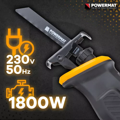 Orrfűrész 1800 W, 200 mm vágásmélység, SDS lapcserével, PM-PSZ-1800TN – Powermat (PM1278)