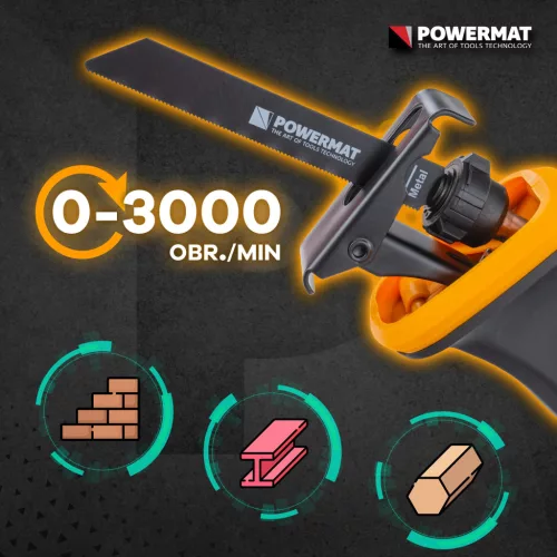 Orrfűrész 1800 W, 200 mm vágásmélység, SDS lapcserével, PM-PSZ-1800TN – Powermat (PM1278)