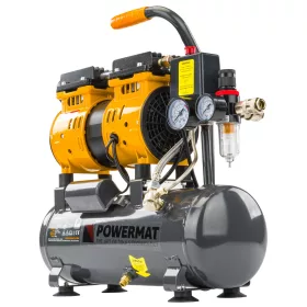   Olajmentes kompresszor 6 l, 8 bar, 150 l/perc, vízleválasztóval, PM-KBO-6T – Powermat (PM1282)