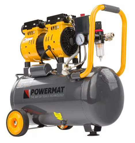 Olajmentes kompresszor 24 l, 8 bar, 220 l/perc, vízleválasztóval, PM-KBO-24T – Powermat (PM1283)