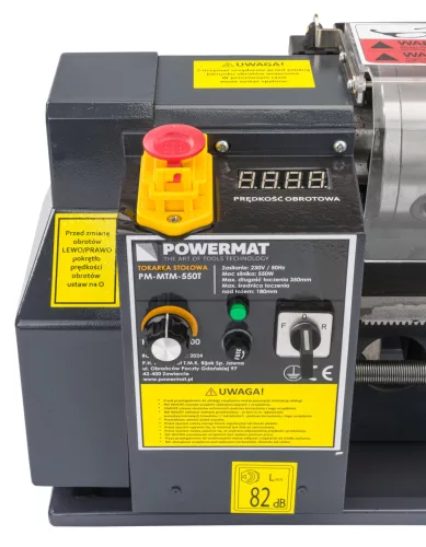 Mini fémeszterga asztali 550 W, 180 mm esztergálható átmérő, 350 mm, PM-MTM-550T – Powermat (PM1314)