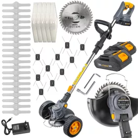   Akkus fűszegélynyíró kerekekkel, 21 V, 2 × 2 Ah, PM-PKA-2AHM – Powermat (PM1328)