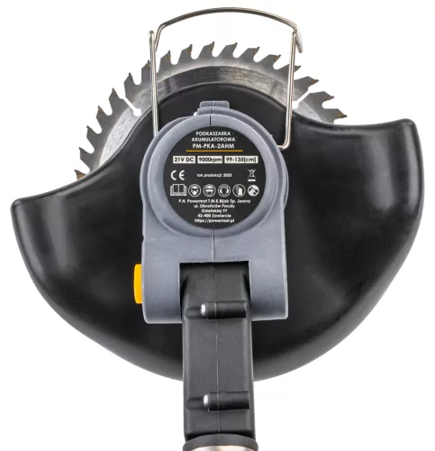 Akkus fűszegélynyíró kerekekkel, 21 V, 2 × 2 Ah, PM-PKA-2AHM – Powermat (PM1328)