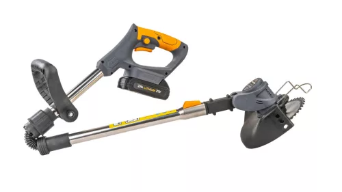 Akkus fűszegélynyíró kerekekkel, 21 V, 2 × 2 Ah, PM-PKA-2AHM – Powermat (PM1328)