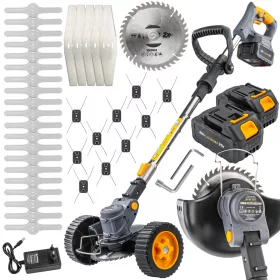   Akkus fűszegélynyíró kerekekkel, 21 V, 2 × 4 Ah, PM-PKA-4AHM – Powermat (PM1329)