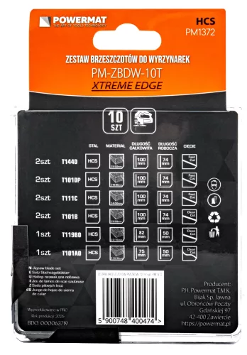 Szúrófűrészlap készlet fához, 10 db, T-befogás, HCS, PM-ZBDW-10T – Powermat (PM1372)