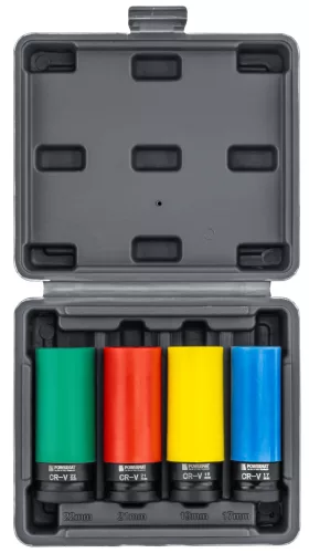 Gépi dugókulcs készlet 1/2 col, 4 db (17–22 mm), alufelnihez, PM-ZNU-1722T – Powermat (PM1379)