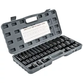   Gépi dugókulcsfej készlet 1/2", 35 részes, 8–32 mm, rövid 38 mm és hosszú 78 mm, CrV, PM-ZNU-832T – Powermat (PM1380)