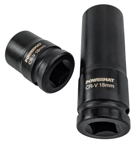 Gépi dugókulcsfej készlet 1/2", 35 részes, 8–32 mm, rövid 38 mm és hosszú 78 mm, CrV, PM-ZNU-832T – Powermat (PM1380)
